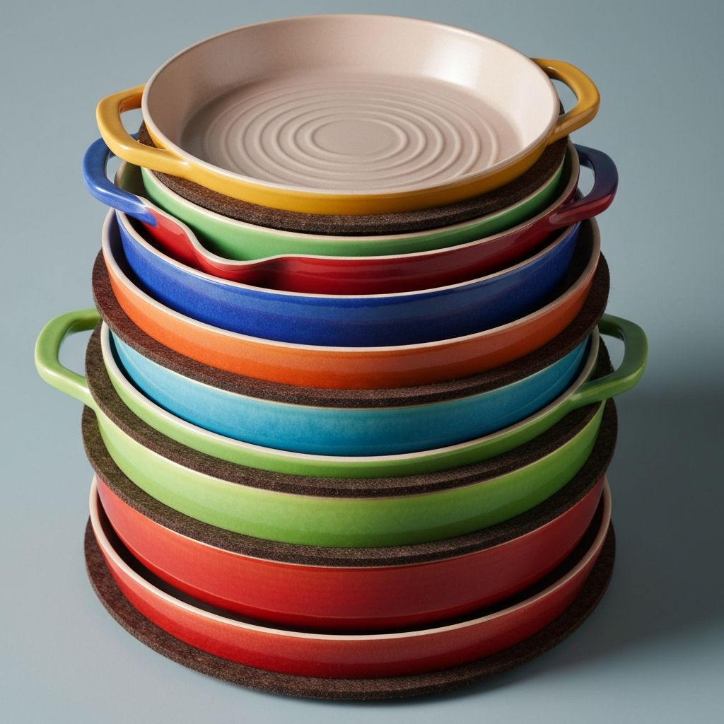 GreenLife pans stored with pan protectors